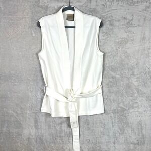 ORTTU Mens White‎ Belted Sleeveless Wrap Vest Size XS military Chic